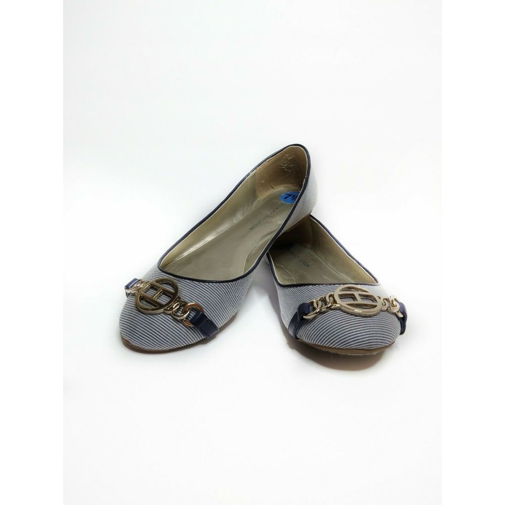 TOMMY HILFIGER Flats  Navy Blue Stripe Women's 7.5